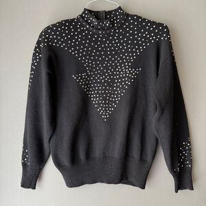 Antonella Preve sz M black Vintage embellished‎ sweater